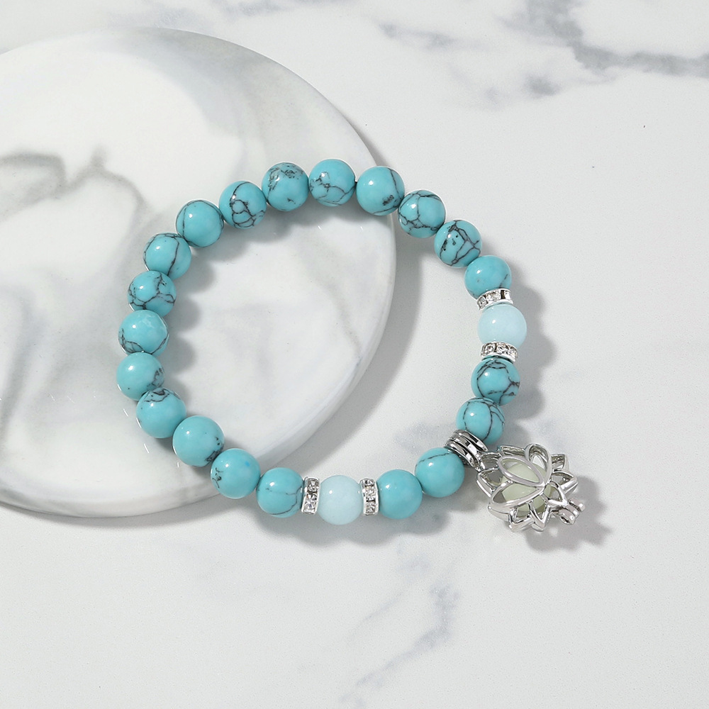 Bracelet de perles lotus phosphorescent brillant dans le noir_voghion.com