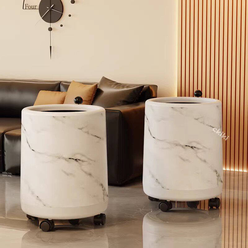 Retro imitation marble trash can for home use, new large-capacity model for living room, kitchen, bathroom, office, commercial paper basket Retro imitation marble trash can for home use, new large-capacity model for living room, kitchen, bathroom, office, commercial paper basket