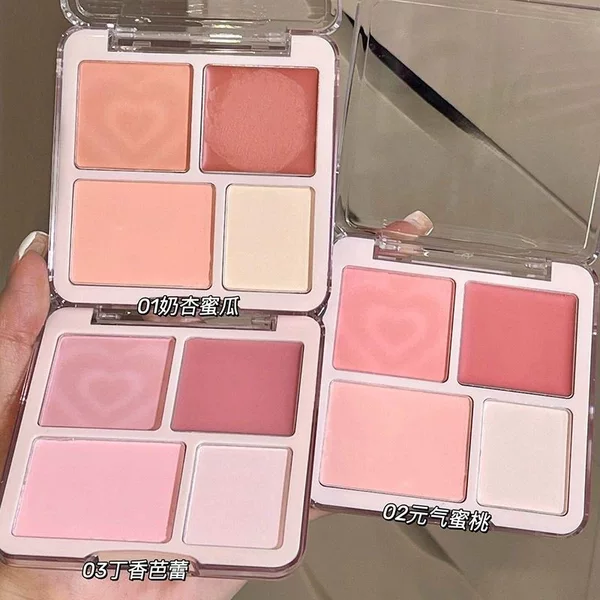 Four-Color Blush Palette, Matte, Low Saturation, Natural Expansion, Pure Lust Style, High-Gloss Contouring, Three-In-One Comprehensive Rouge Cream
