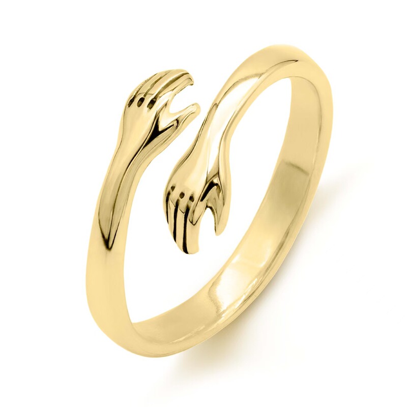 Stainless Steel Inspirational Hug Ring, Open Design for Women, Mother's Day Gift, Simple and Stylish Engraved Ring