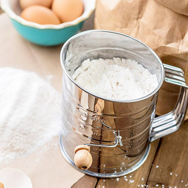 不锈钢面粉筛过滤筛斜口面粉筛网单层筛子糖粉筛杯高目数筛网面包