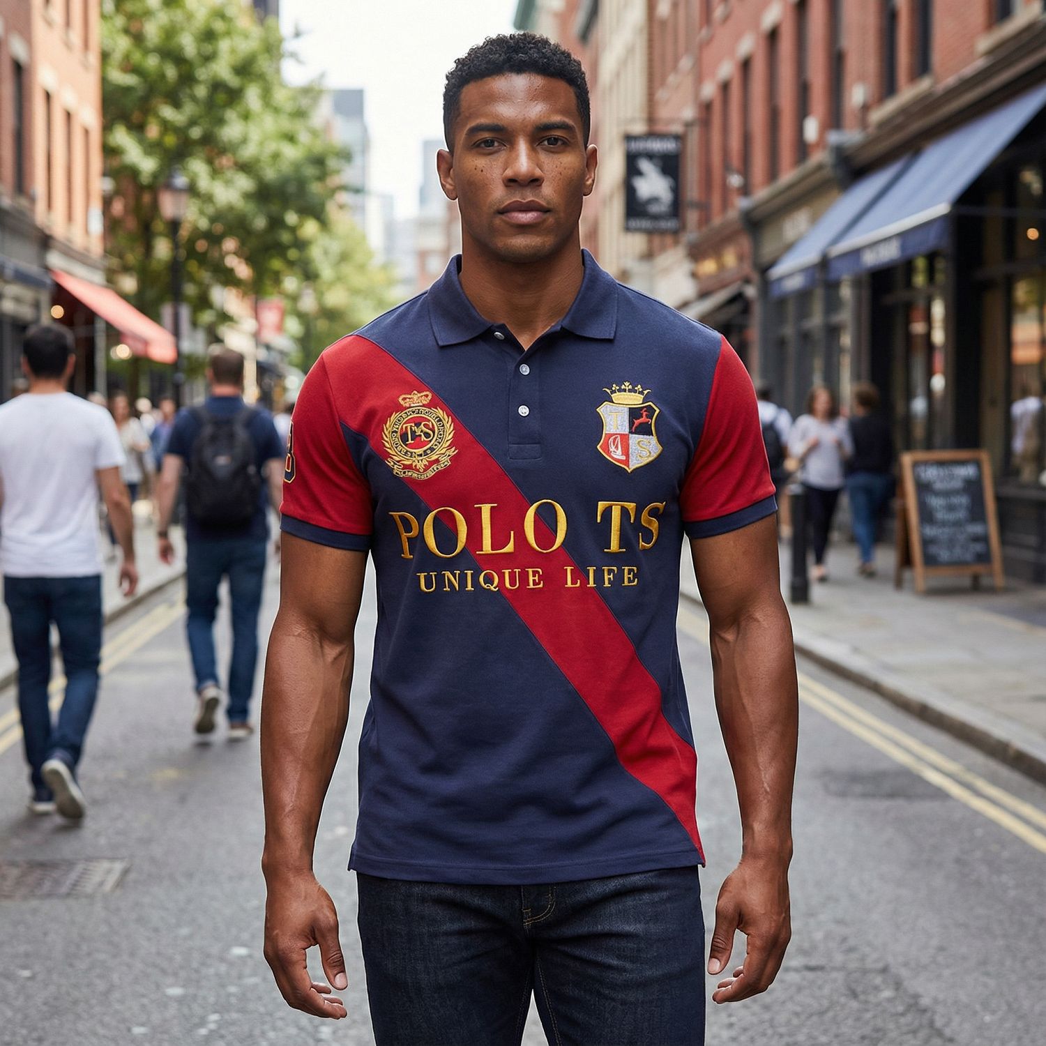 Polo deportivo nuevo de estilo británico para hombre, manga corta, casual transfronterizo, costuras diagonales, bloques de color, algodón, talla grande, golf.