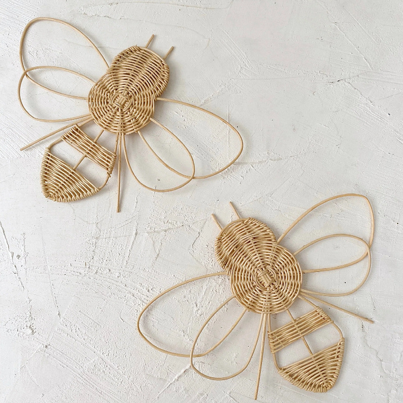 Tejido a mano de caña colgante de pared decoración de abeja red decoración de pared europea americana colgante de pared