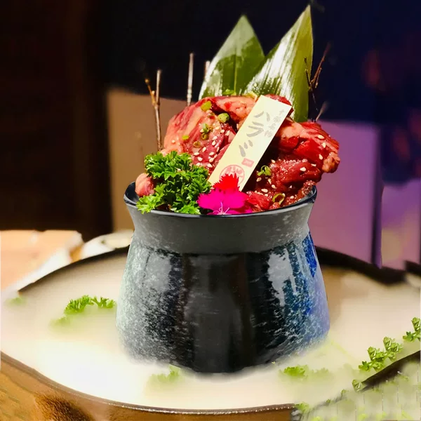 Foreign Trade Export Factory Japanese and Korean Hot Pot Barbecue Meat Shop Beef Ribs Sauce Beef Ceramic Jar String Bucket Bamboo Stick Jar