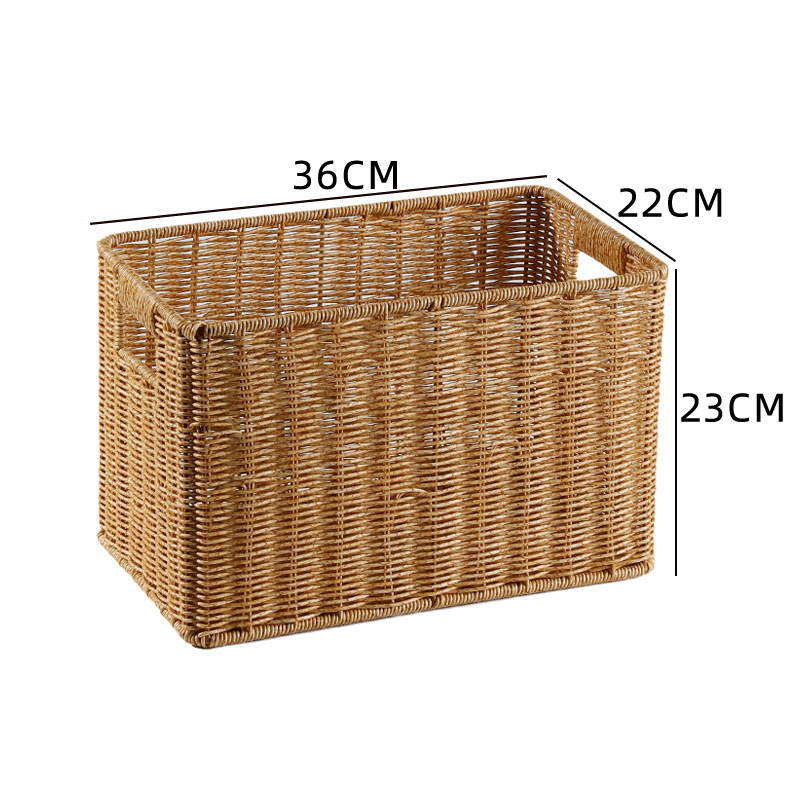 Cesta de almacenamiento de tela de caña imitación ropa sucia juguetes bocadillos cesta de almacenamiento de artículos de bambú tejido casero sala de estar gabinete de televisión escritorio completo