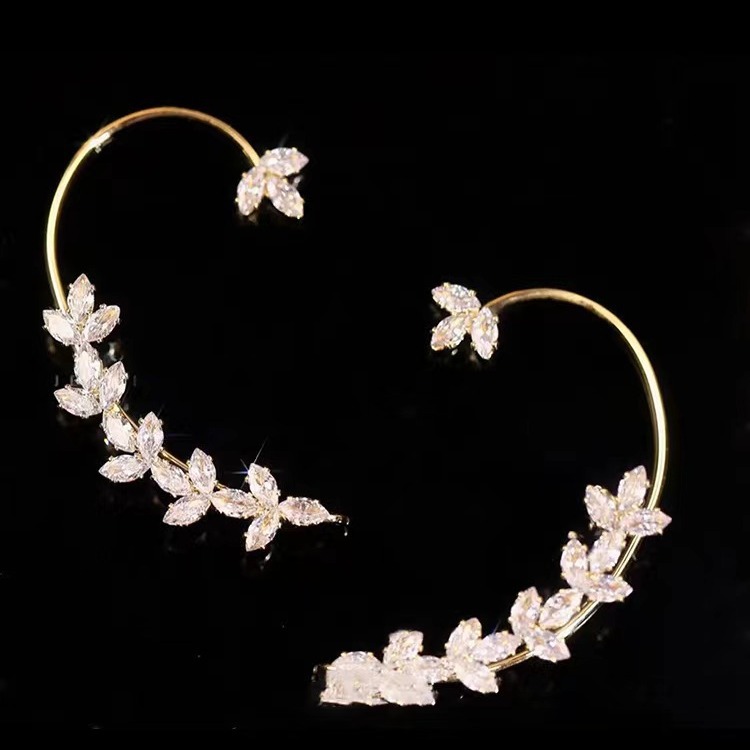 Viento oído agujero oído frío clip 2022 hojas 925 oído sentimiento plata oído gancho no circón oído hueso clip nuevos pendientes avanzada