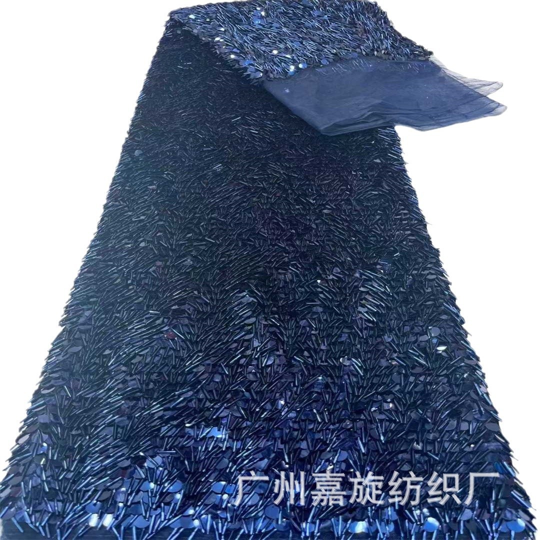 Aguja cerrada europea tubo largo sequinilla tela de encaje de cuentas de moda media falda accesorios de ropa de desfile sequilla