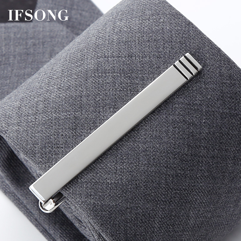 silver tie clip men's business wholesale simple customizable lettering gift formal wedding fixed clip