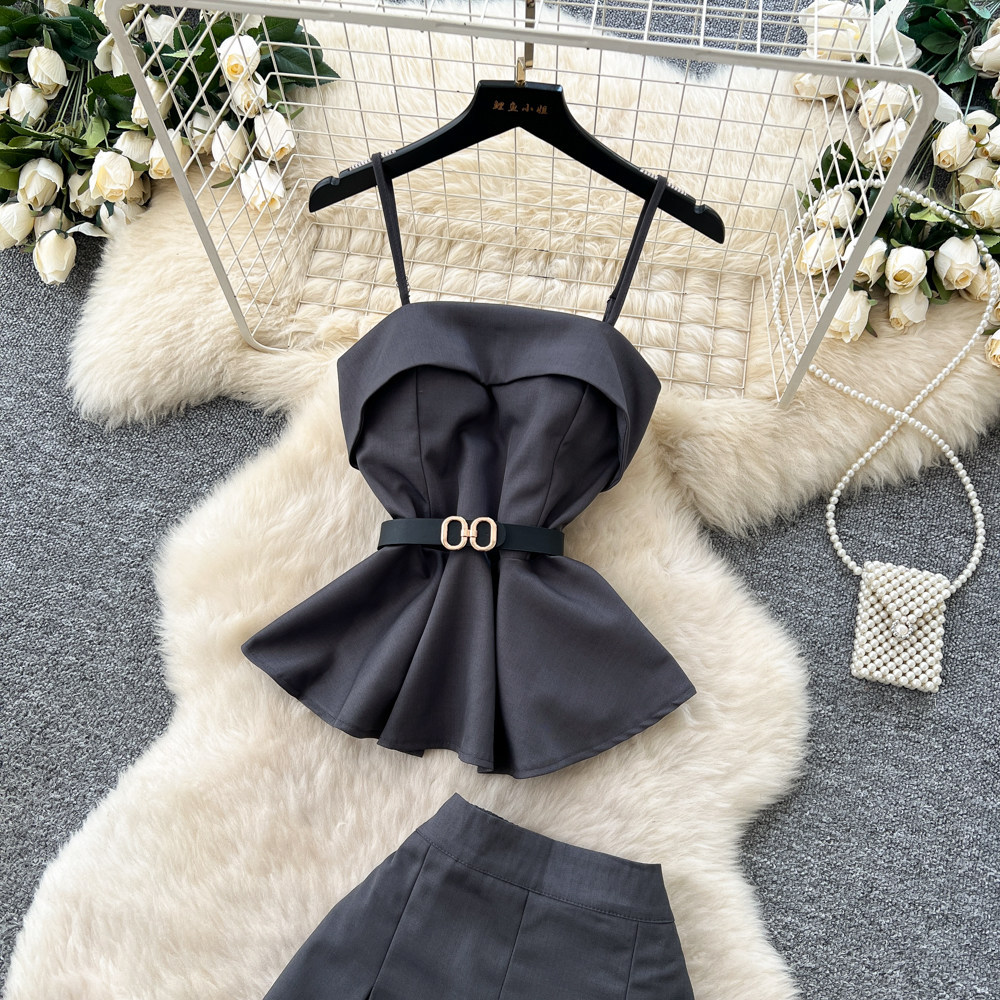 Minimalist Women's Summer Commuter Suit High Waisted Two Piece Set_voghion.com