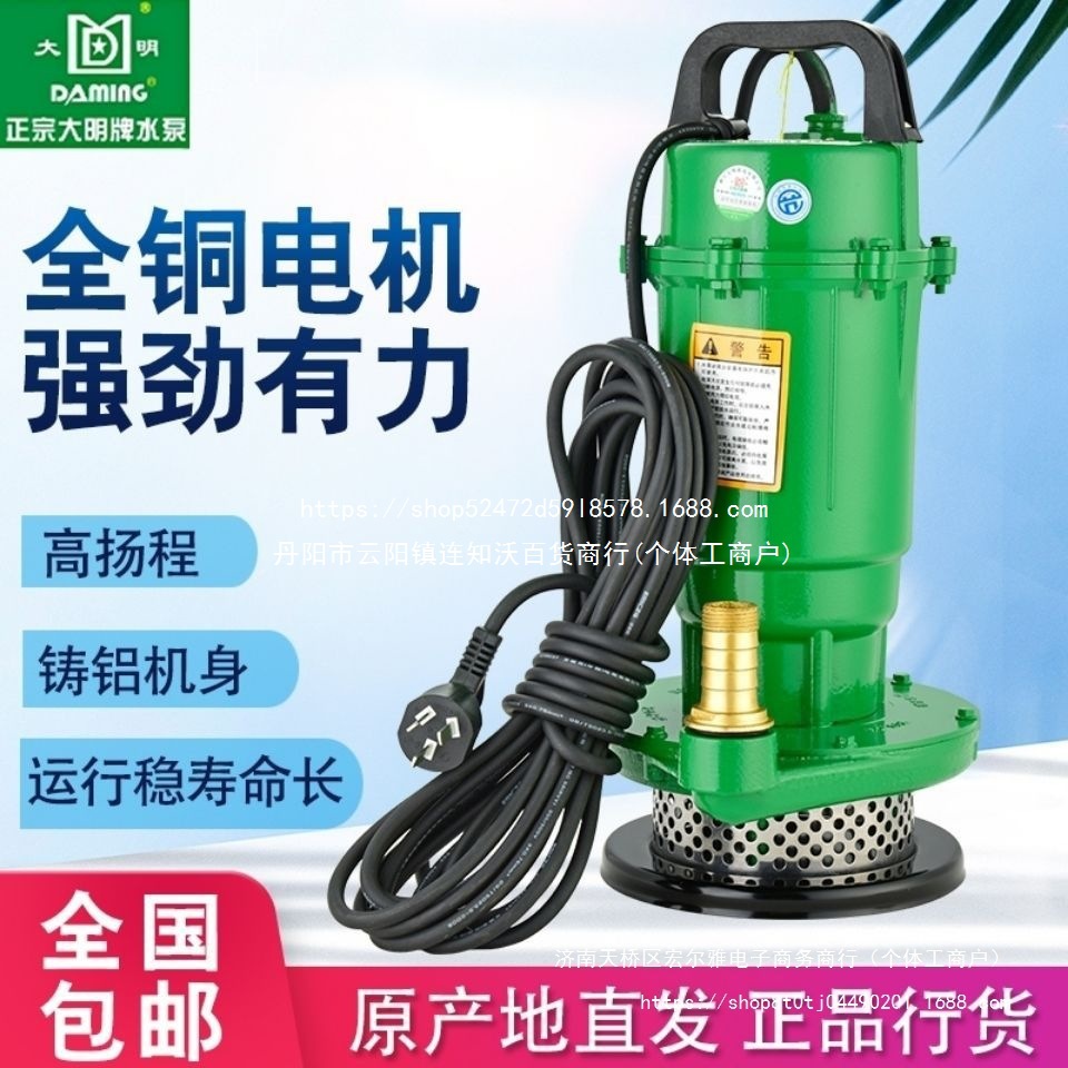 大明国标QDX家用潜水泵铜芯220v 高扬程井用抽水泵灌溉大流量铸铝
