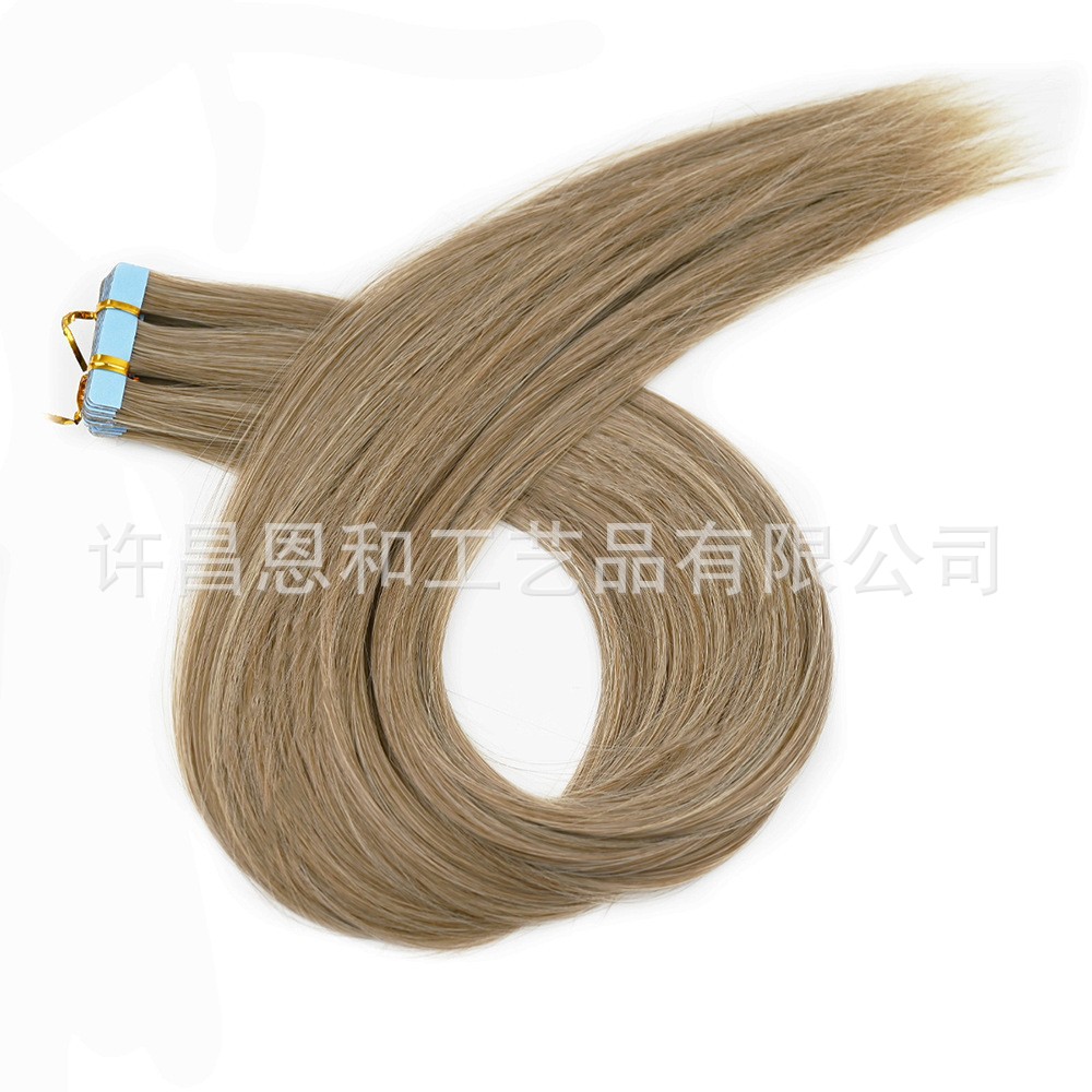 Película europea y americana pelucas blanco sin costuras Tape in hair cabello humano cabello azul adhesivo