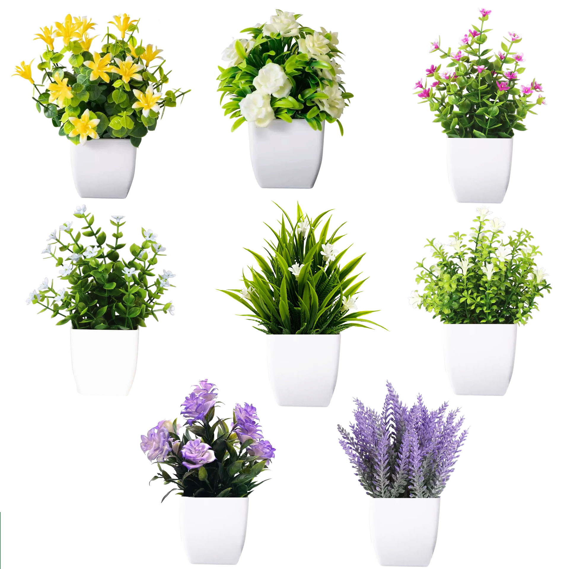 跨境热卖仿真植物假植物绿植室内外装饰塑料盆栽尤加利小盆栽