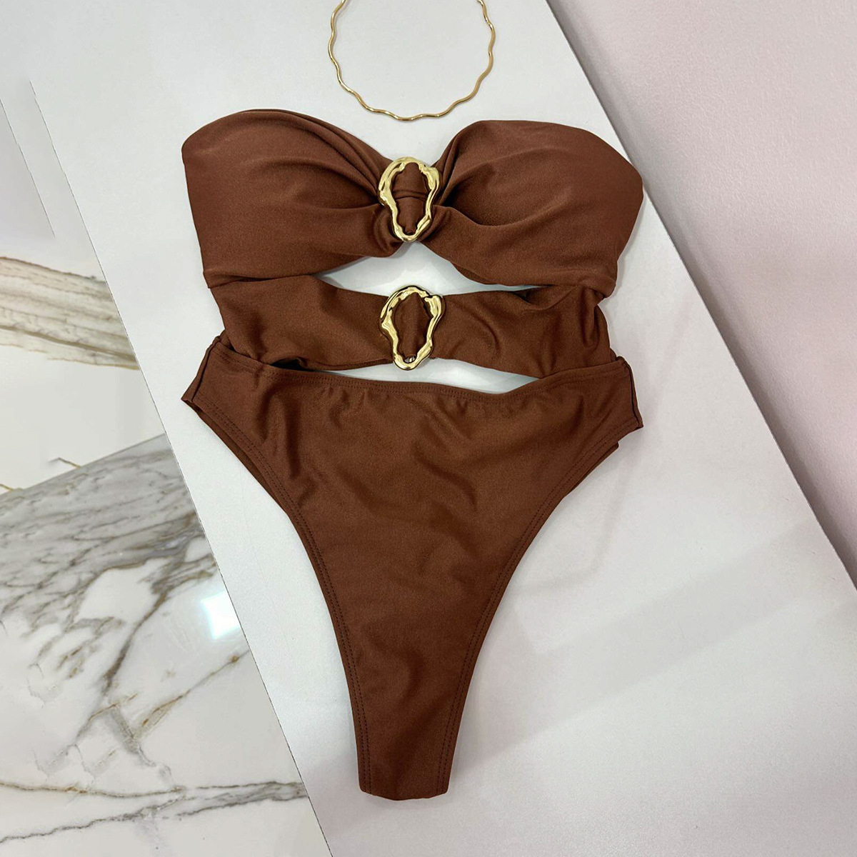 One-piece Swimsuit Sexy Bikini Women’s Solid Color