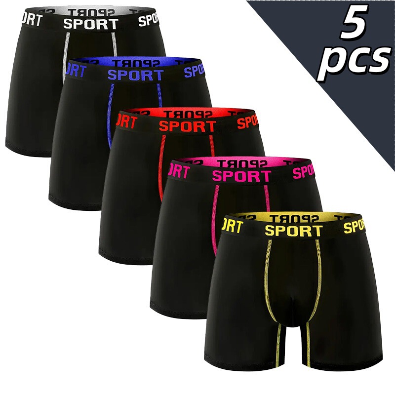 Cross-Border Overseas Platform Specializes in American Size Men's Sports Elastic Mid-Length Underwear, Casual and Versatile Cycling Shorts