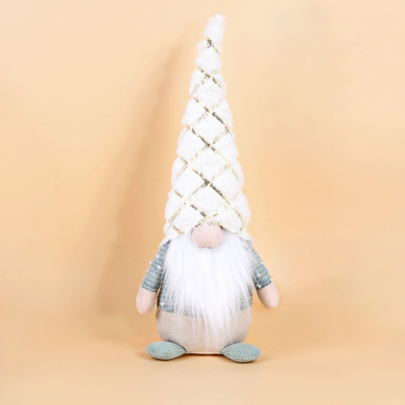 Nuevas decoraciones navideñas transfronterizas, adornos para ancianos sin rostro, sombreros de Navidad, muñecos de peluche enanos sentados