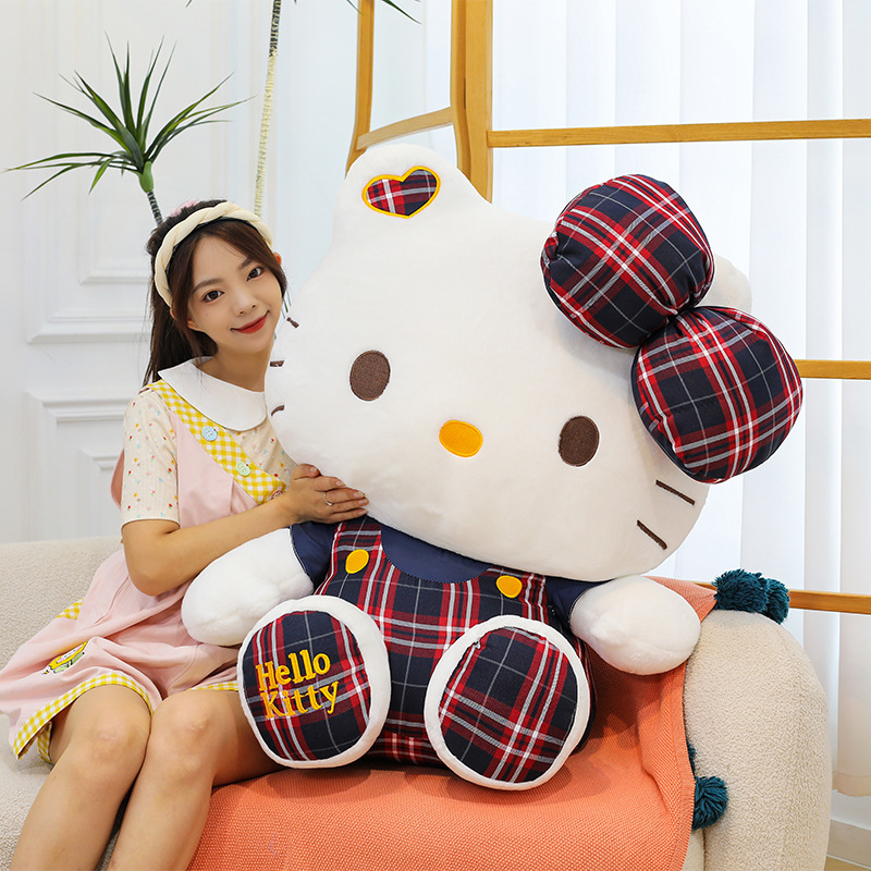クリエイティブチェック柄スカート猫人形キャンパスハローキティぬいぐるみキャッチャーマシン人形かわいい人形外国貿易卸売|undefined