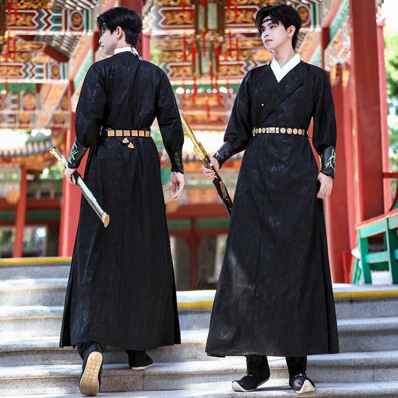 Original Han Dynasty Jacquard Two-Wear Round Neck Robe Martial Arts Style Unisex Couple Wear Cp Large Size Men's Han Dynasty Jacket 5806 Original Han Dynasty Jacquard Two-Wear Round Neck Robe Martial Arts Style Unisex Couple Wear Cp Large Size Men's Han Dynasty Jacket 5806