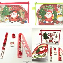 新款3355卡通圣诞可爱萌趣文具套装学生学习用品圣诞礼品文具套装