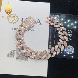 New 16mmS925 Silver Set Long Square Moissanite Cuban Chain Necklace Bracelet Wholesale AliExpress Europe and America Hot Sale