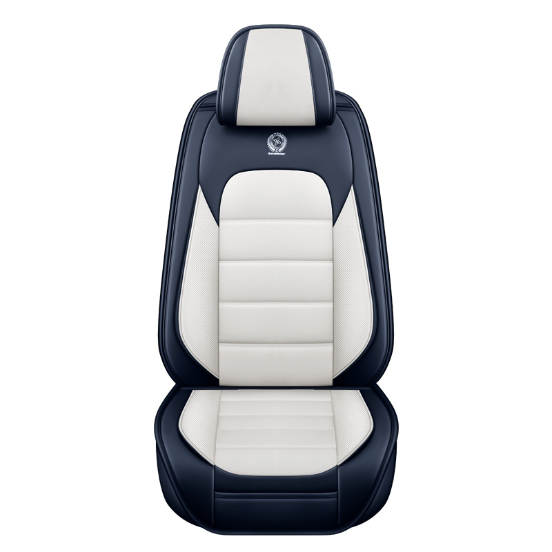 Seat cushion, seat cover, Universal Set Summer Breathable - white-blue-front-single-seat