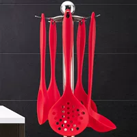 Силиконовый кухонный набор: пять предметов spatula, лопатка для жарки, дуршлаг, рисовая ложка, несиликоновая лопатка для жарки, ложка для супа