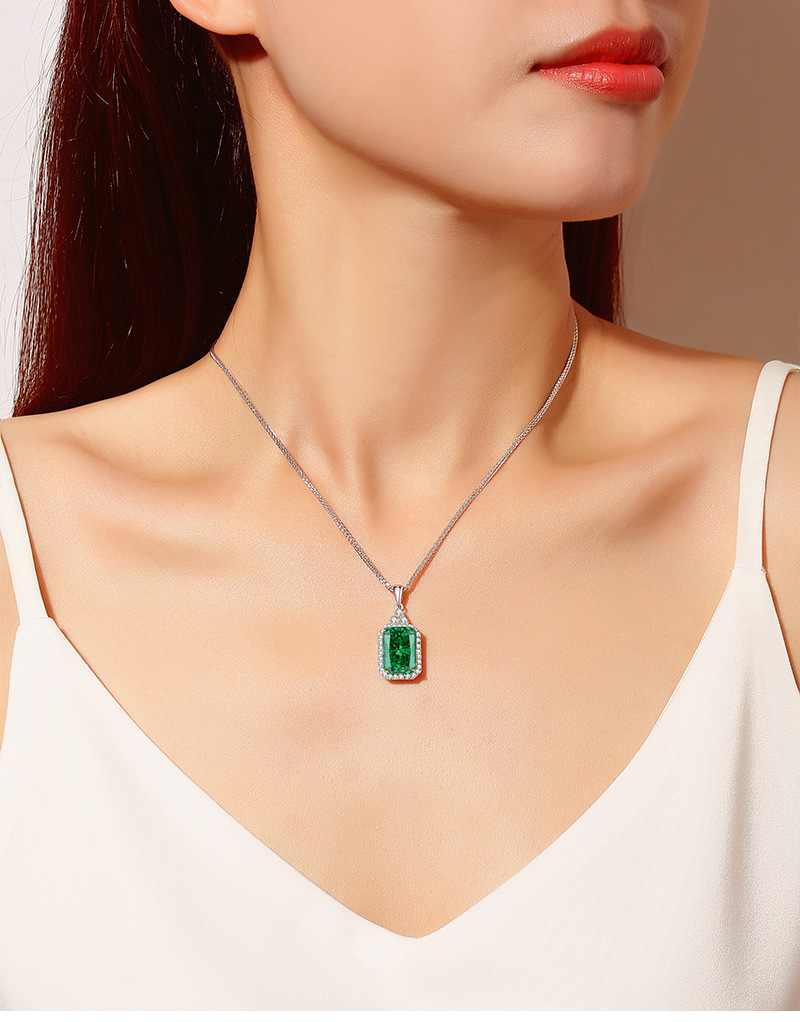 Electroplating Gold Plating Process 1 Piece 925 Sterling Silver Geometric Zircon High Carbon Diamond 925 Sterling Silver Cable Chain Pendant Necklace