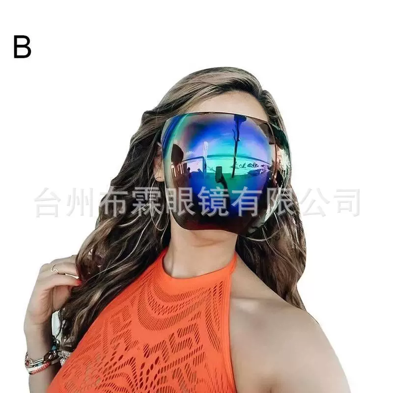 跨境彩色一体式高清透明防雾防飞溅防护隔离面罩blooc faceshield