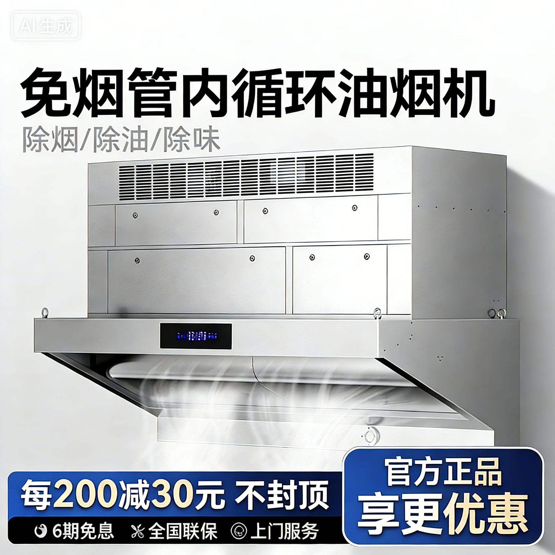 商用油烟净化一体机商用餐饮饭店水循环除味无管道无烟低空净化器