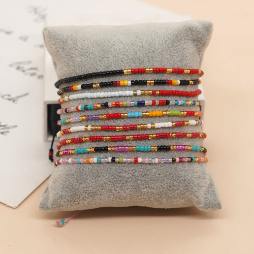 Cross-border e-commerce bohemian colorful fine rice bead bracelet ins niche mixed color bead bracelet for couples