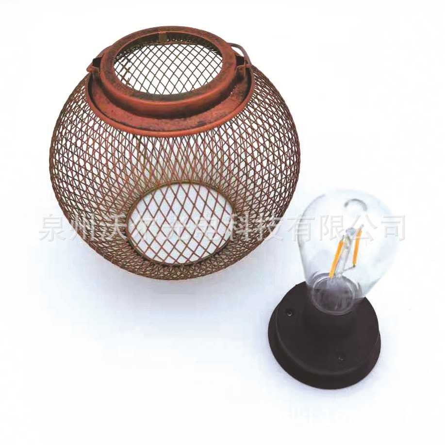 热销 亚马逊LED镂空太阳能铁网灯罩吊灯 挂树灯笼 庭院装饰景观灯