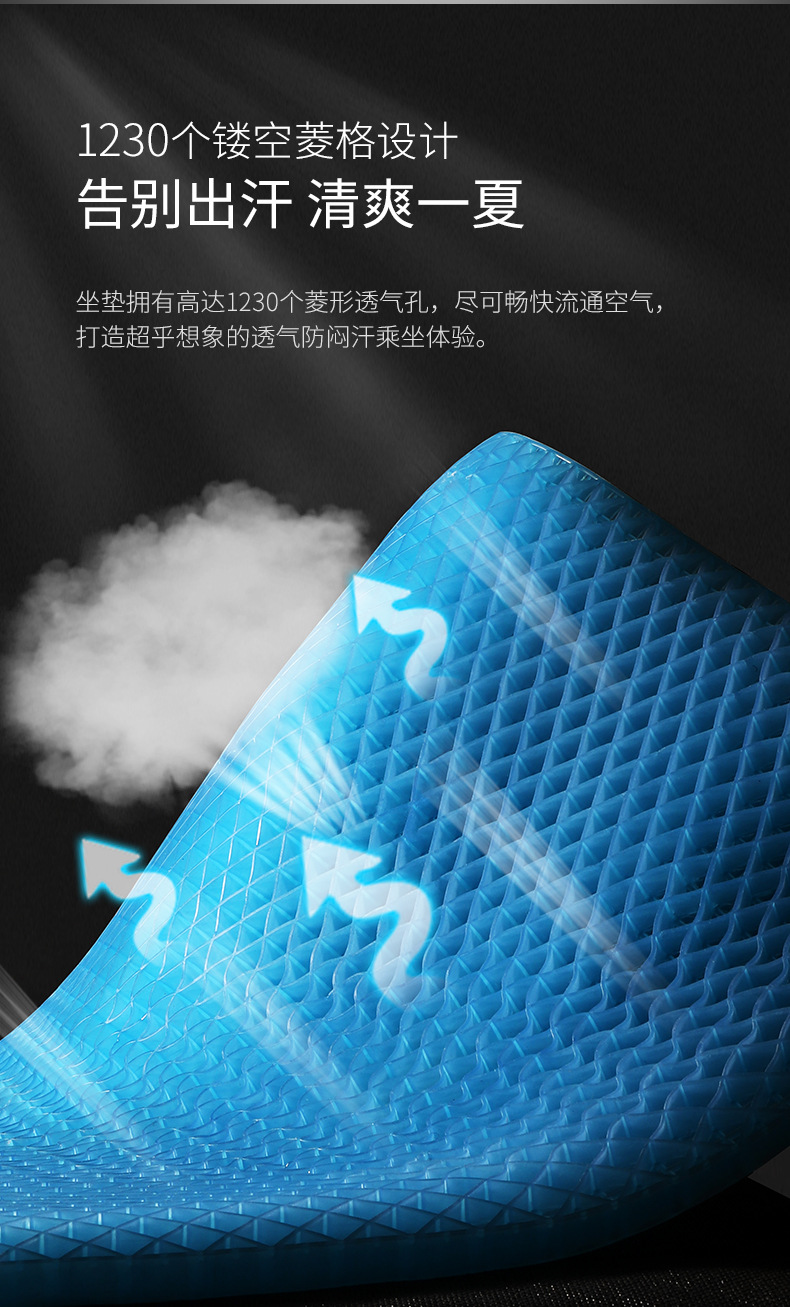 Summer Car Cool Cushion Monolithic Gel Seat Cushion Honeycomb Breathable Silicone Cool Car Cushion Office Cushion
