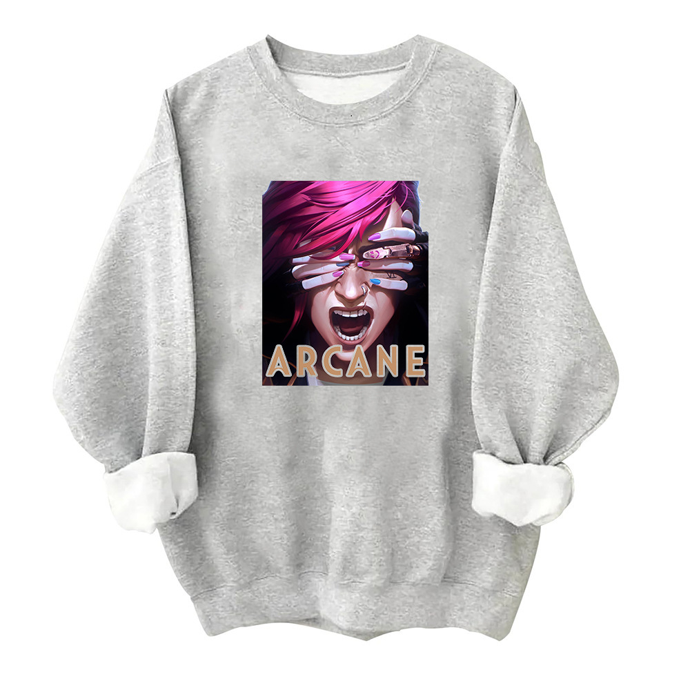 Arcane Vi & Jinx Sweatshirt Harajuku Round Neck Long Sleeve