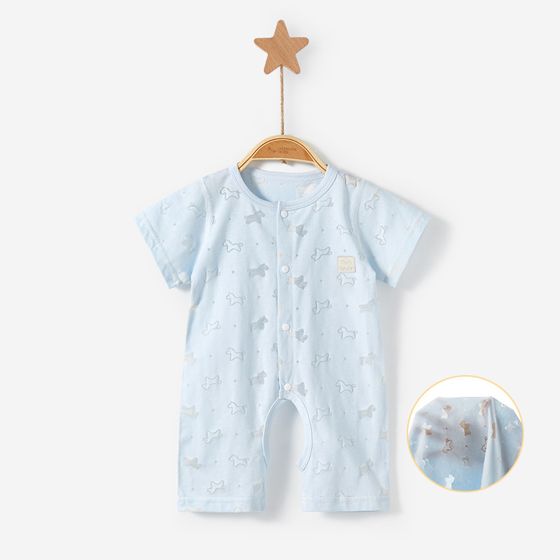 Mono de bebé de verano, fino, de manga corta, con abertura en la entrepierna, conjunto para recién nacido, pelele de verano unisex, ropa de bebé. image 9