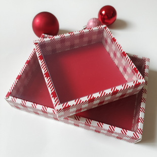 Christmas Frosting Cookie Packaging Box Houndstooth New Year Button Cookie Snowflake Crisp Box