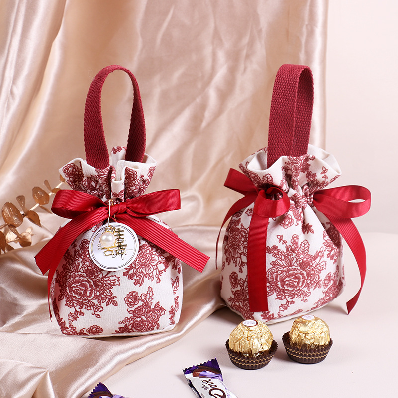 Wedding candy bag Wedding candy bag Wedding portable candy box Chinese style fold-free souvenir return gift wedding candy bag