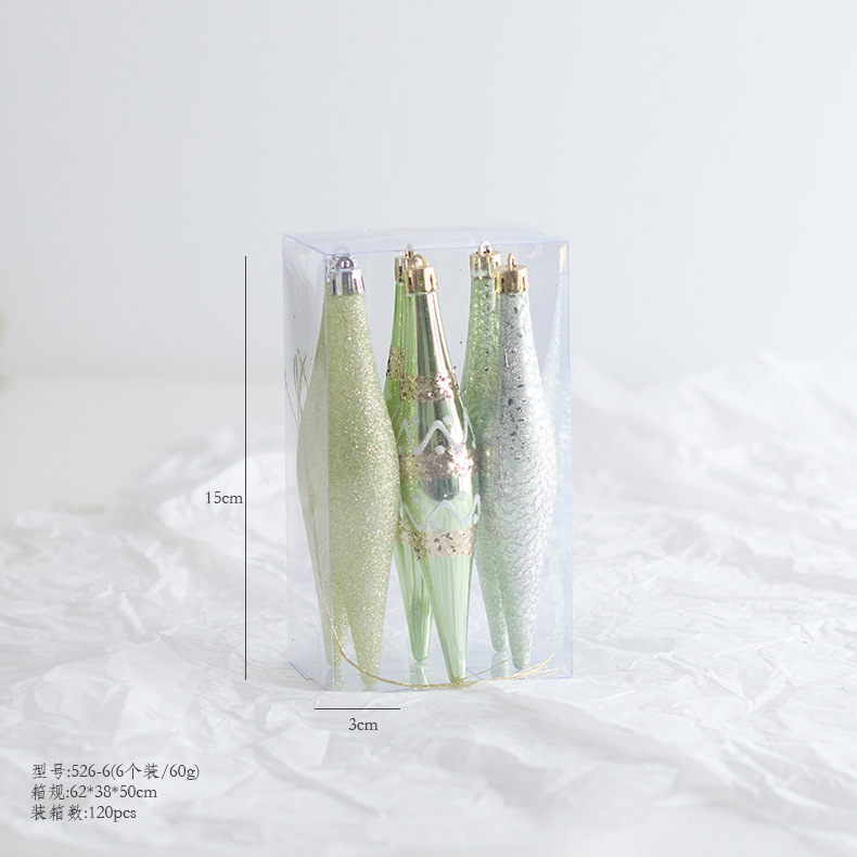 Nuevo producto transfronterizo 6/8/10cm Juego de bolas de Navidad verde Bola de forma especial Decoración de árbol de Navidad Colgante Bola de color