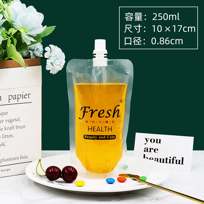 Bolsa de aspiración transparente autoportante jugo de fruta de grado alimenticio leche de soja bolsa de embalaje líquido bolsa de agua bolsa de concierto bolsa de embalaje para llevar