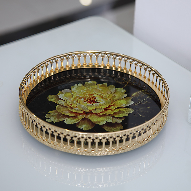 托盘钢化玻璃托盘金属托盘客厅水杯零食收纳工厂直发