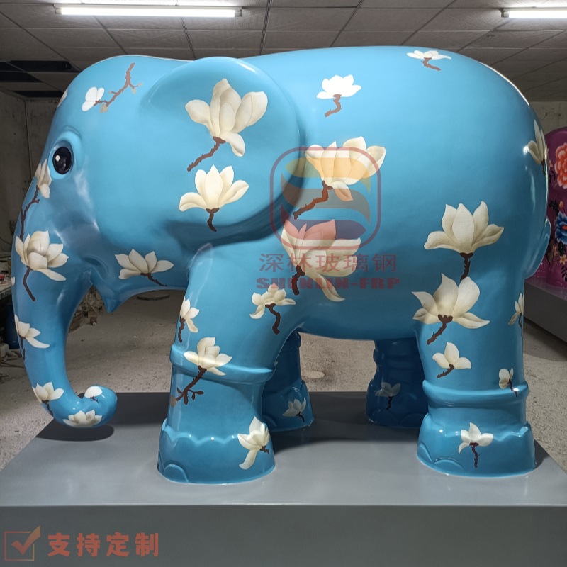 Gran escultura de FRP animal tallado circular de dibujos animados puerta de la tienda de drenaje de modelado creativo ornamentos paisaje elefante