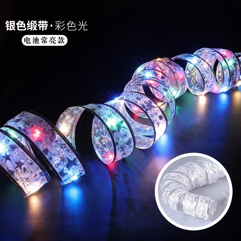 Nuevos productos transfronterizos LED alambre de cobre seda string luz de cinta de Navidad arco luz de cinta de color árbol de Navidad luz decorativa
