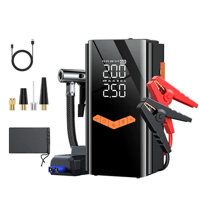 【N2】Cross-Border Power Bank Car Emergency Jump Starter with Air Pump, Multifunctional Portable Battery Igniter (Other Automotive Safety Supplies) - 6000-mah-smart-clip-storage-bag