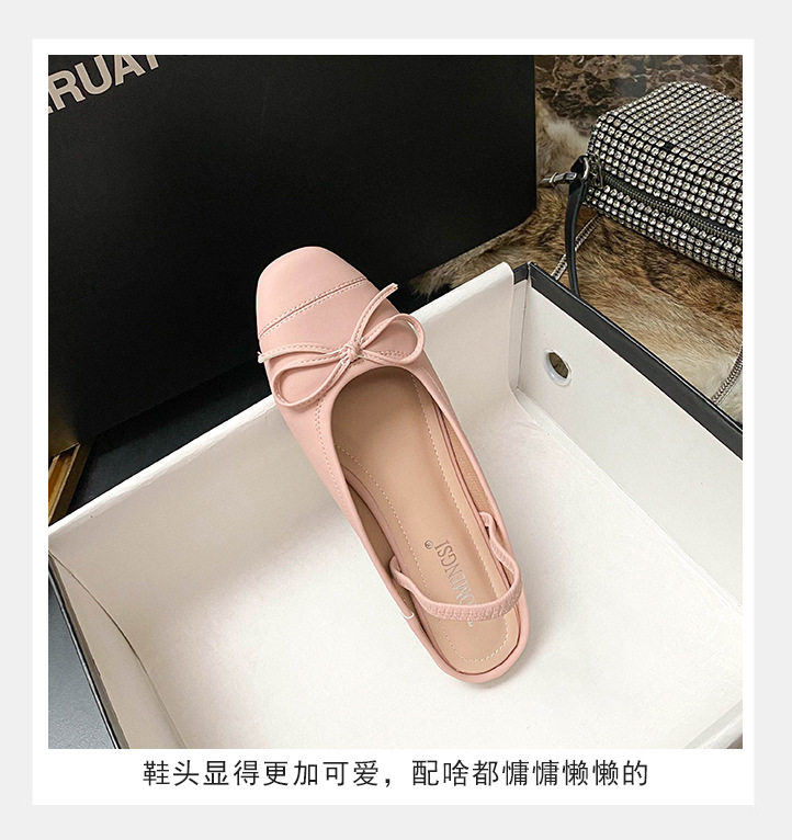 Dép bệt nữ mũi vuông bít mũi thắt nơ, đế cao 3–5 cm — Màu bạc, Màu hồng, Màu trắng, Màu đen chi tiết 12