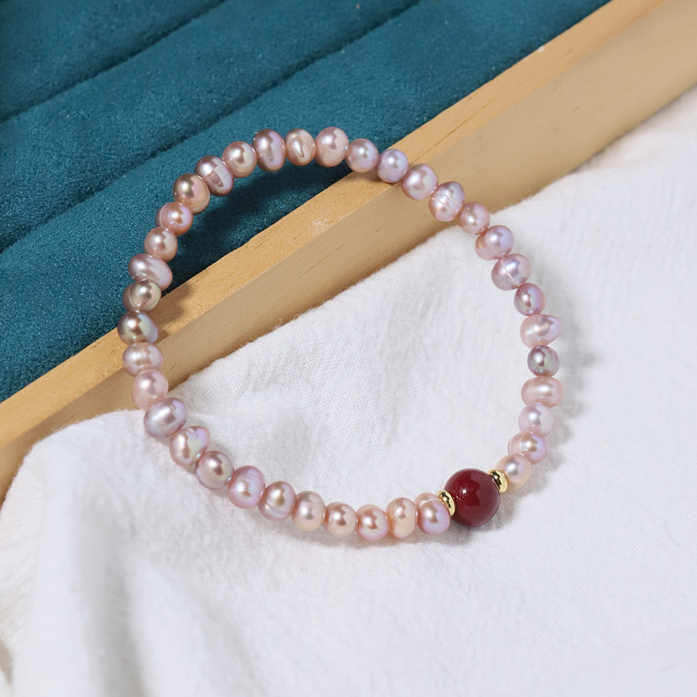 Palacio chino estilo rosa perla pulsera ágata roja del sur mujer lujo ligero de alto nivel con cuentas de transferencia joyas
