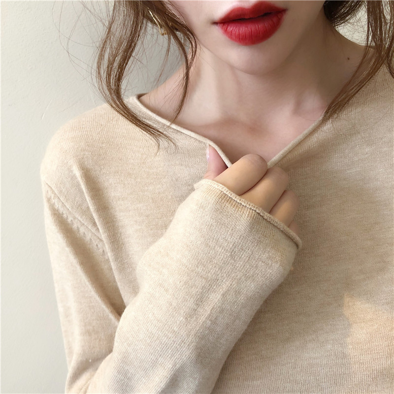 Knitted Knitwear for Women, High-Bottom Bottoming Shirt, 2025 Autumn and Winter New Top, Long-Sleeved Loose Round Neck Early Autumn Knitwear