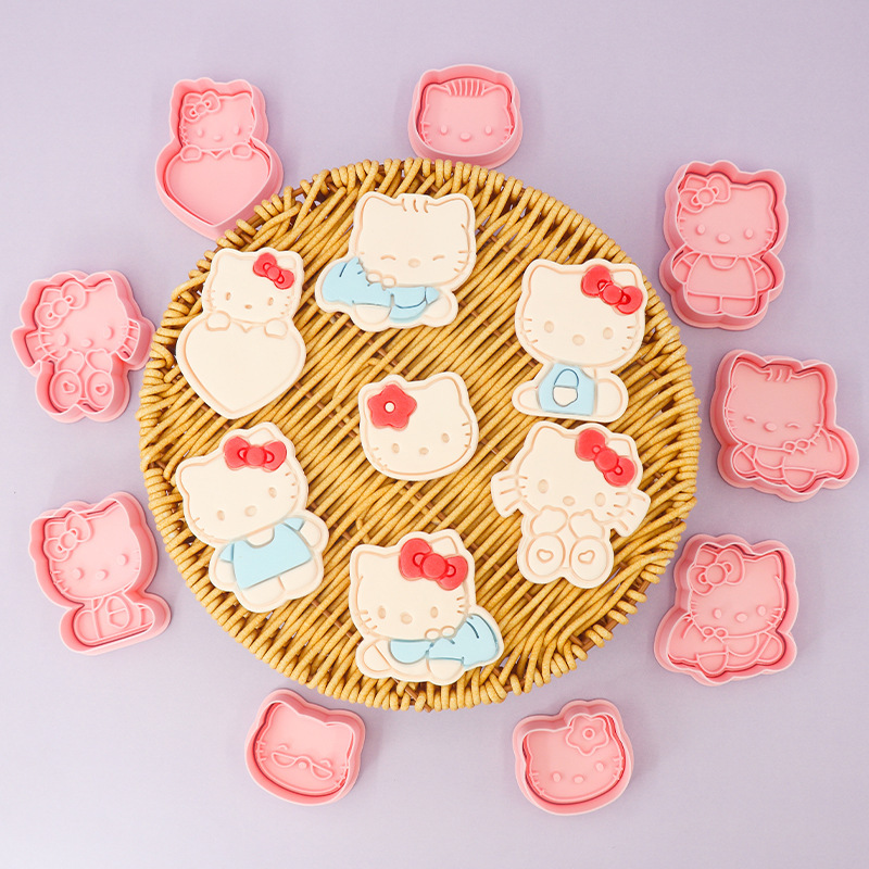 Hello Kitty系列饼干模具爱心3D卡通饼干模具DIY黏土动漫印花饼干|undefined