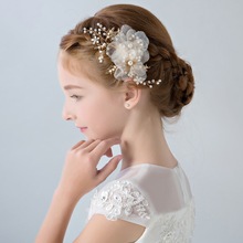 兒童發飾花朵發夾花童禮服配飾頭箍女孩演出頭飾新娘婚紗頭花飾品