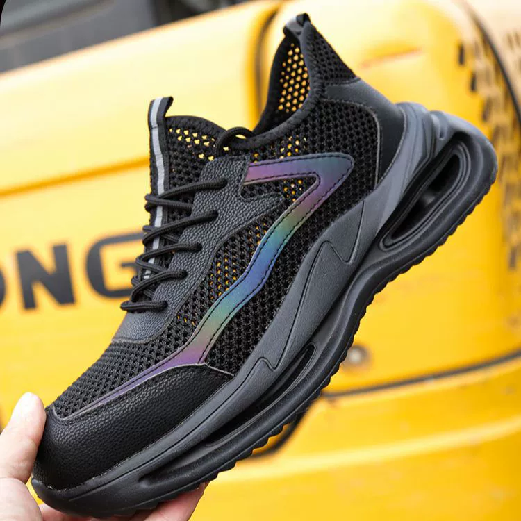 Летняя большая сетчатая обувь для защиты труда мужская противоударная, проколотая, дышащая, запахлая, безопасная обувь легкая износостойкая рабочая обувь оптом