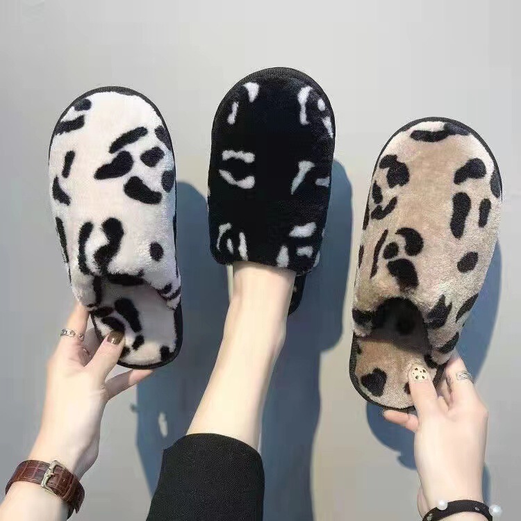New Home Cotton Slippers for Women, Korean Style Leopard Print, New Autumn and Winter Slippers, Warm Home Couple Fashion, Available for Wholesale