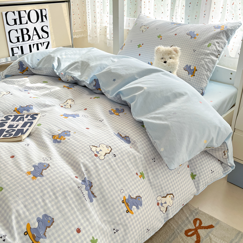 Ropa de cama de tres piezas de algodón para dormitorio de estudiantes, sábana de algodón 100%, funda de edredón, funda de edredón de algodón individual, sábana nueva