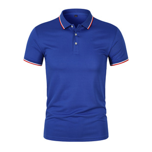 Combed Ice Ion Color Lapel Polo Shirt Waiter Top Short Sleeve Factory Clothes Work Clothes T-Shirt Printing LOGO